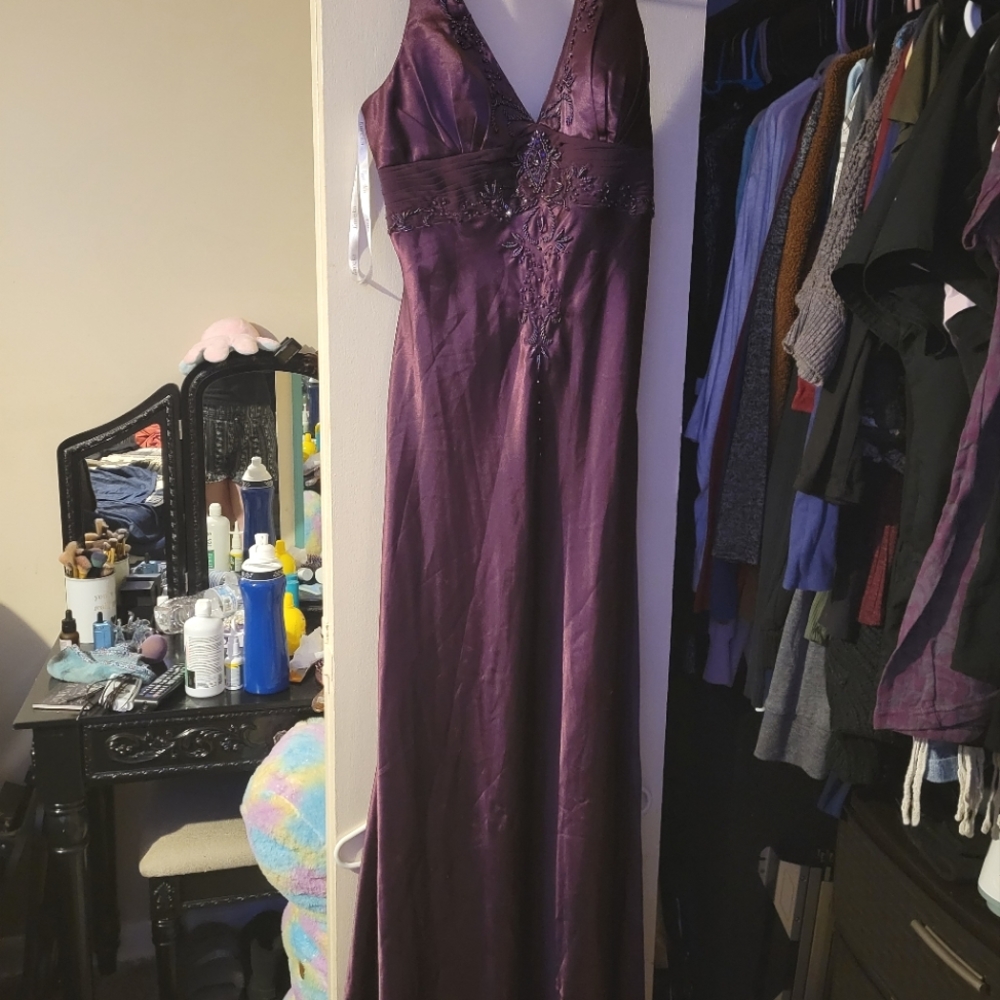 Eureka formal purple beaded dress